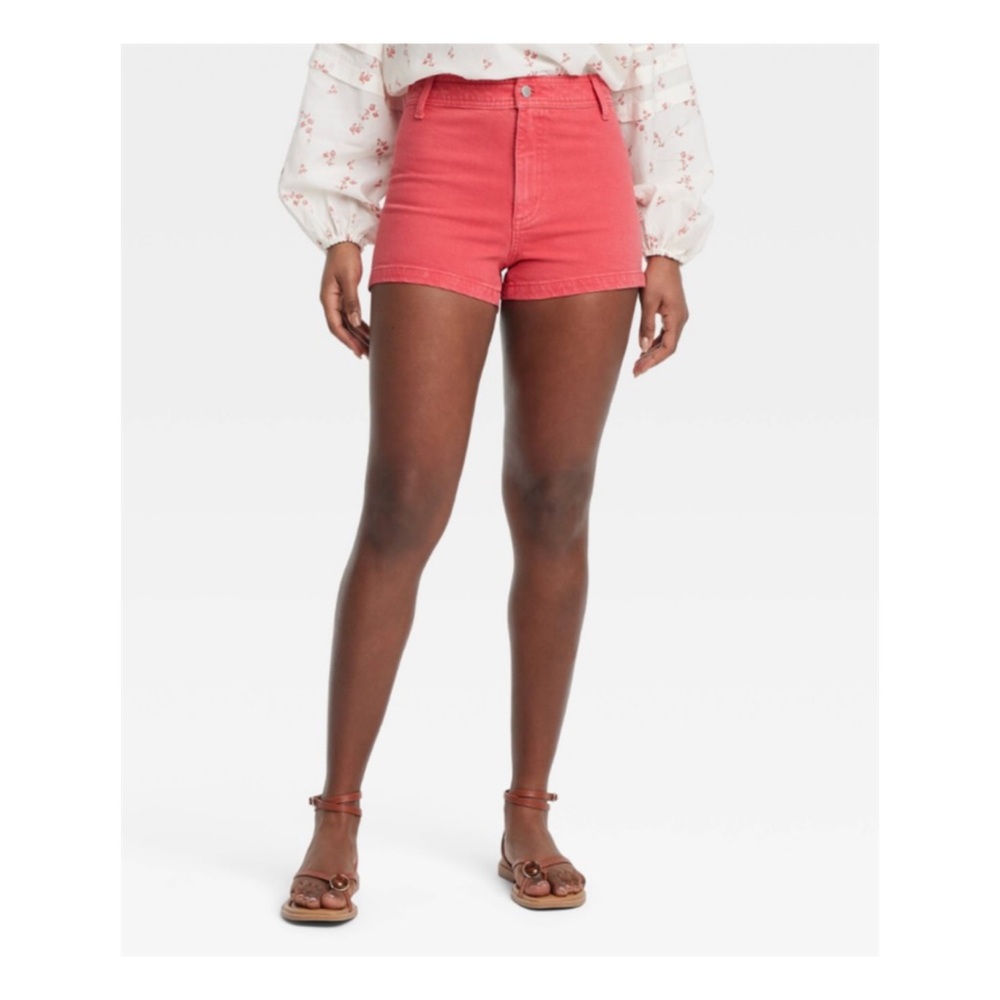 Universal Thread High-Rise Sailor Denim Shorts (Size 14 - Red)